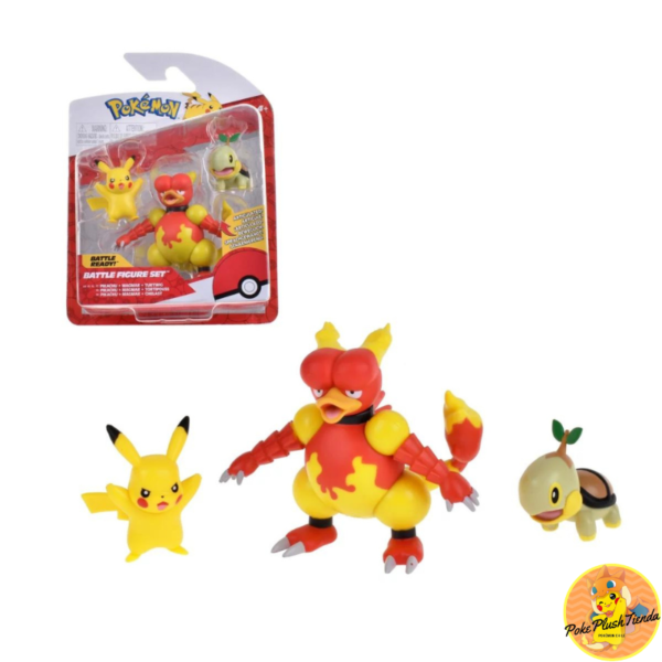Set 3 Figuras Pokémon Turtwig - Pikachu - Magmar