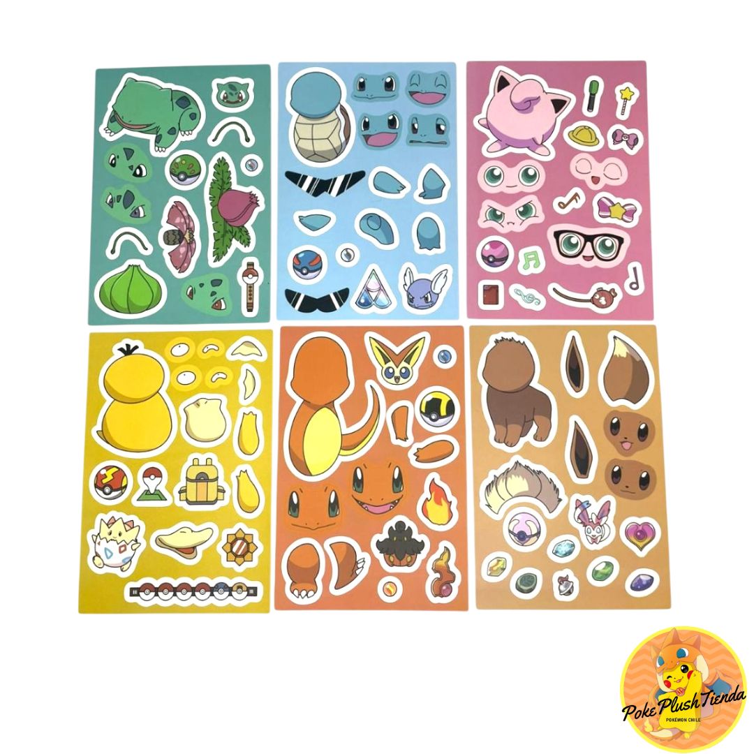 Set 6 Pegatinas Rompecabezas Pokémon Stickers