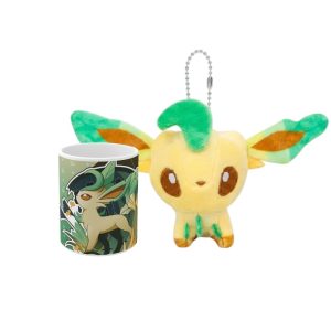 Promoción Leafeon peluche colgante más taza